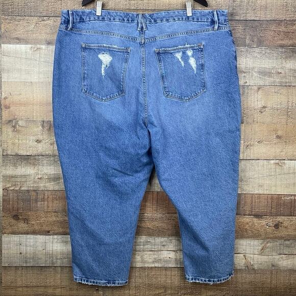 Good American Good Girlfriend High Waist Broke Jeans Crop Distressed Blue SZ 24 - Picture 5 of 9